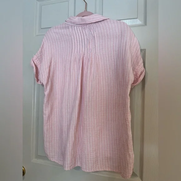 Casa Cabana Sammie Dobby Pink Striped Button-Up Tunic Shirt Medium - Picture 7 of 7